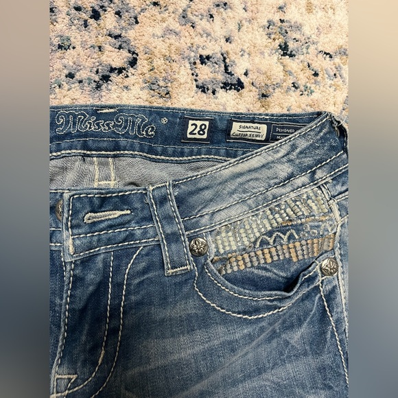 Miss Me brand jeans signature cuffed skinny style. Size 28. - Picture 6 of 7